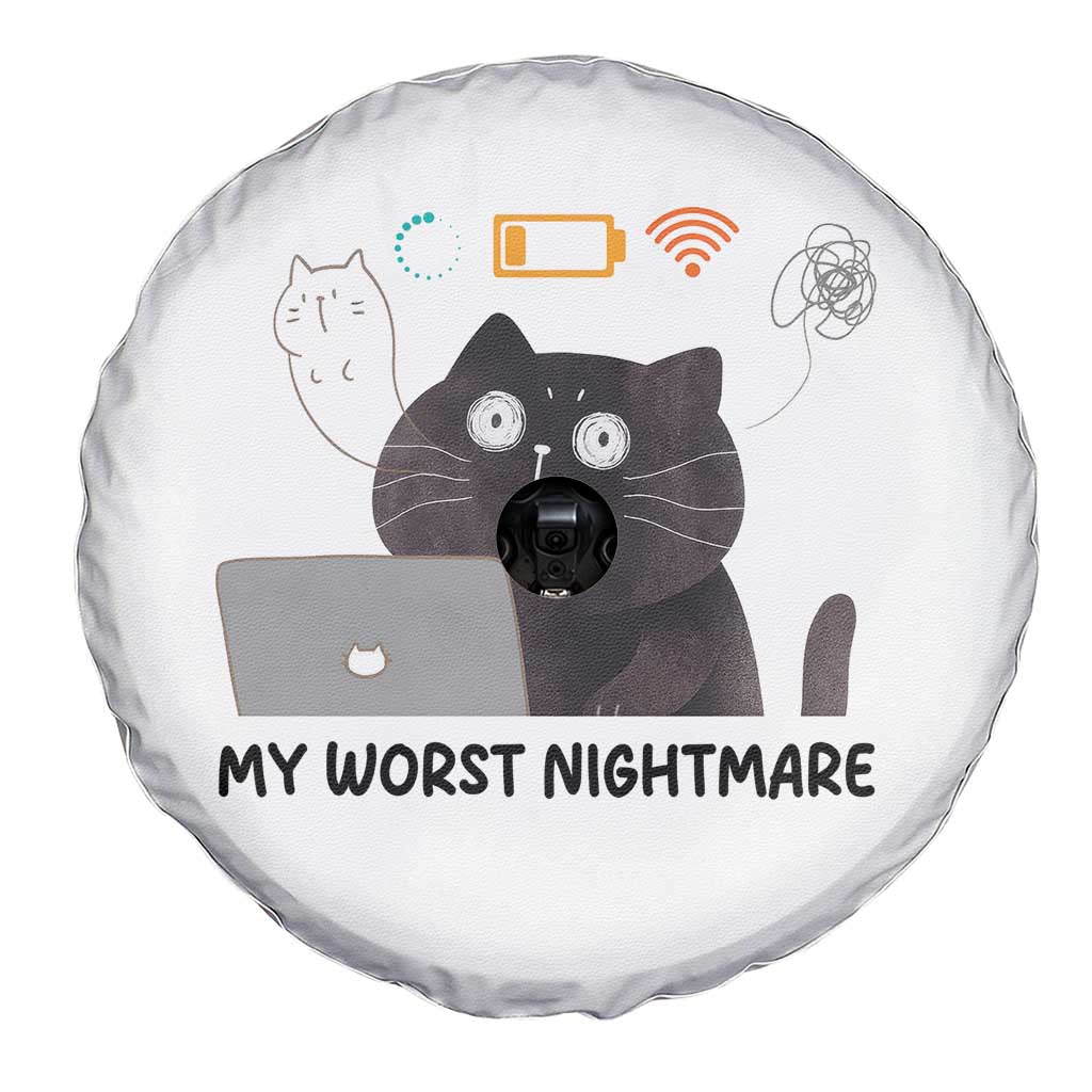 My Worst Nightmare Spare Tire Cover Funny Cat Gaming Wifi Loading Hurmor - Wonder Print Shop