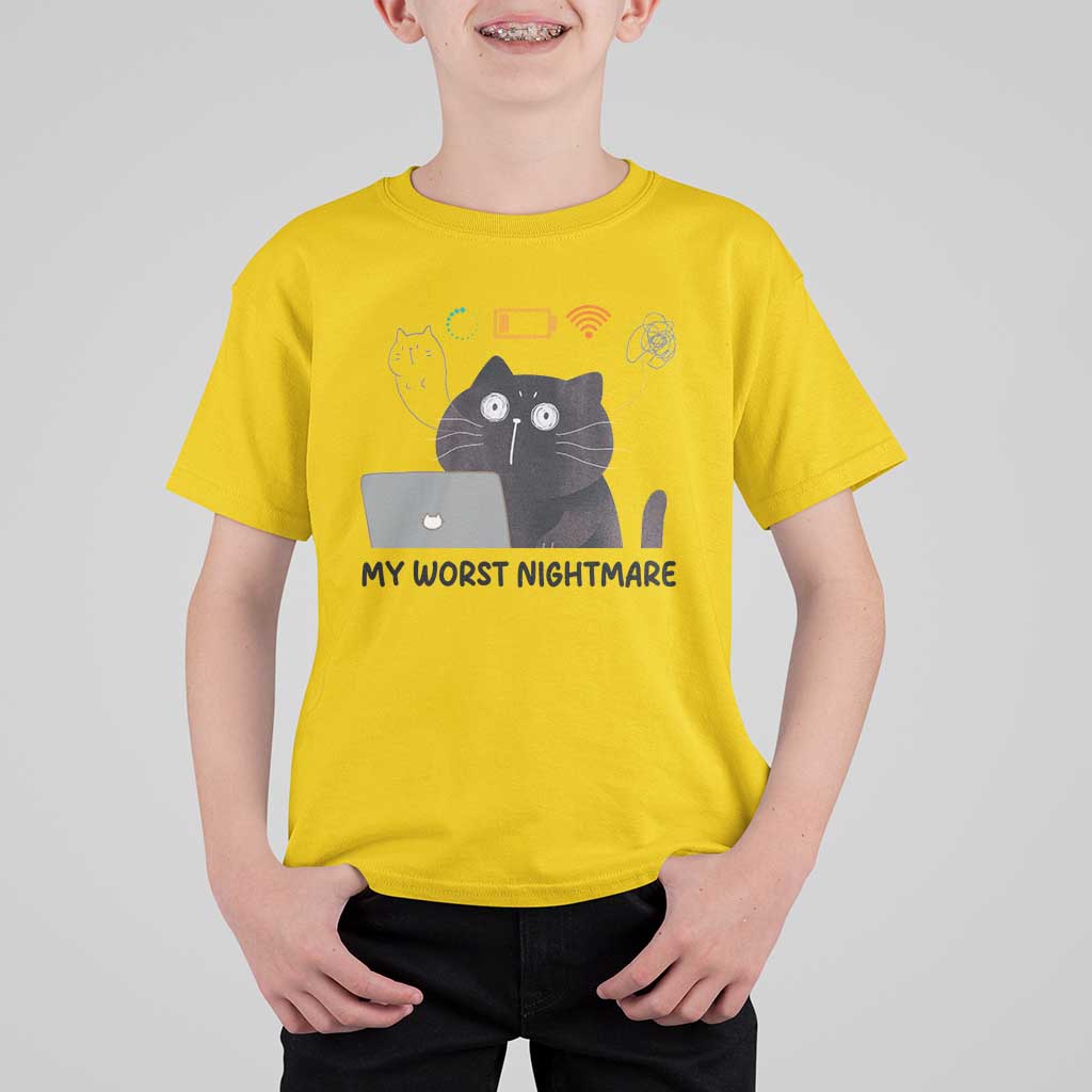 My Worst Nightmare T Shirt For Kid Funny Cat Gaming Wifi Loading Hurmor - Wonder Print Shop