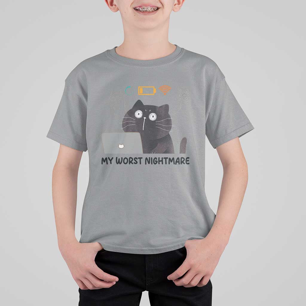 My Worst Nightmare T Shirt For Kid Funny Cat Gaming Wifi Loading Hurmor - Wonder Print Shop