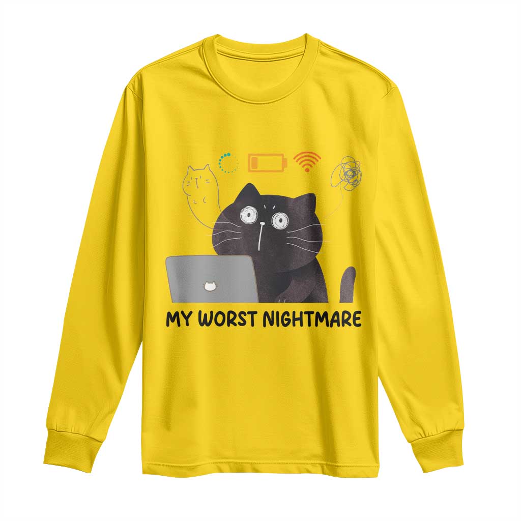 My Worst Nightmare Long Sleeve Shirt Funny Cat Gaming Wifi Loading Hurmor - Wonder Print Shop