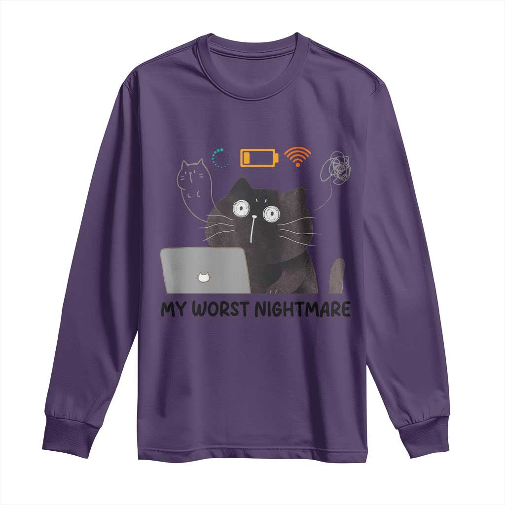 My Worst Nightmare Long Sleeve Shirt Funny Cat Gaming Wifi Loading Hurmor - Wonder Print Shop
