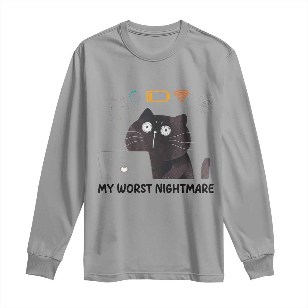 My Worst Nightmare Long Sleeve Shirt Funny Cat Gaming Wifi Loading Hurmor - Wonder Print Shop