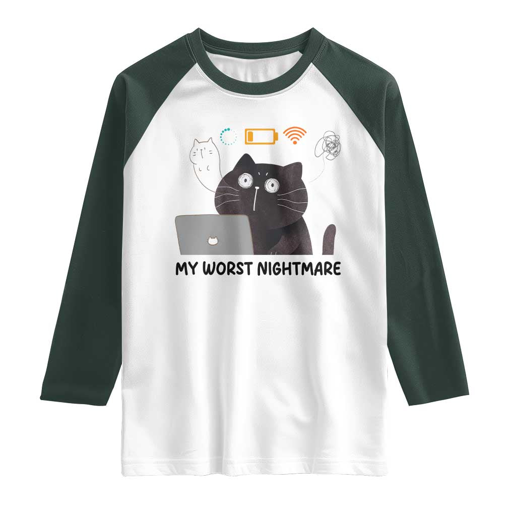 My Worst Nightmare Raglan Shirt Funny Cat Gaming Wifi Loading Hurmor - Wonder Print Shop