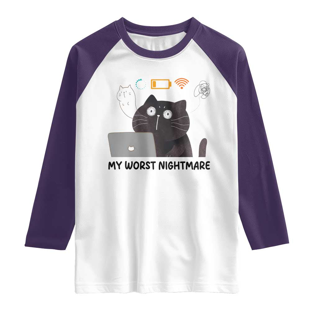 My Worst Nightmare Raglan Shirt Funny Cat Gaming Wifi Loading Hurmor - Wonder Print Shop