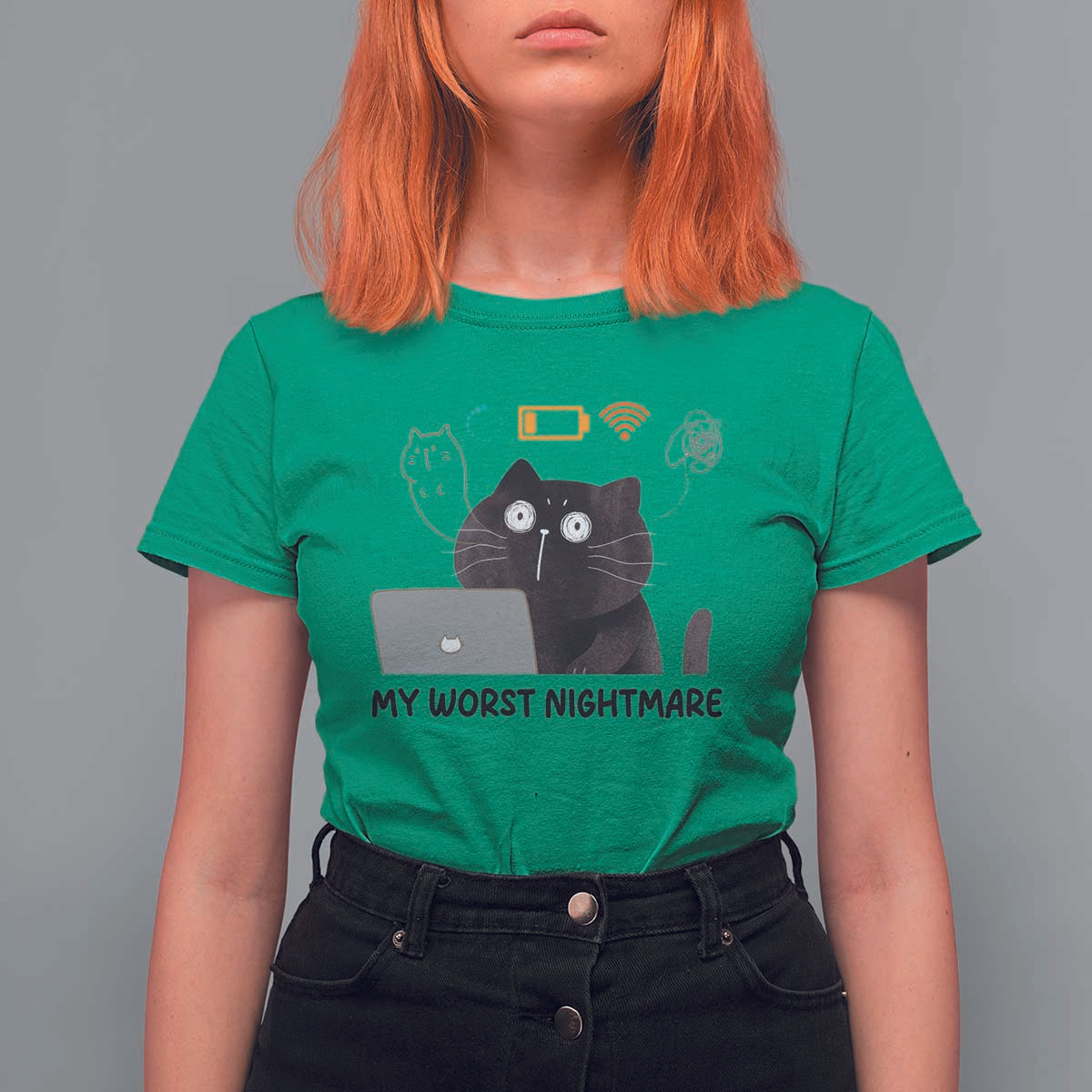 My Worst Nightmare T Shirt For Women Funny Cat Gaming Wifi Loading Hurmor - Wonder Print Shop