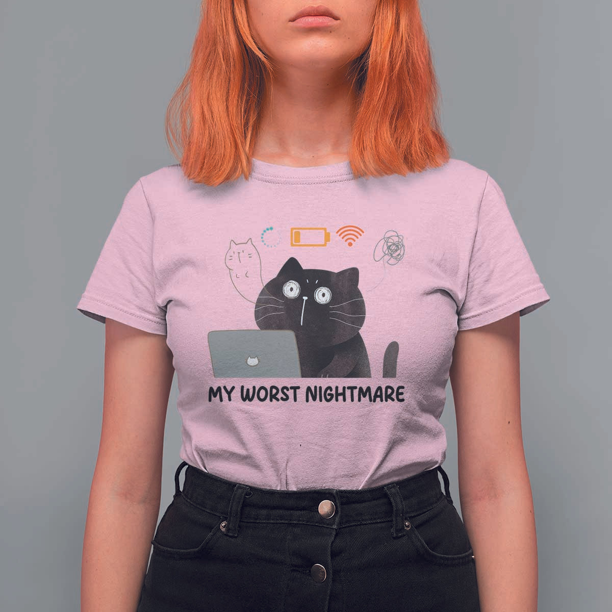 My Worst Nightmare T Shirt For Women Funny Cat Gaming Wifi Loading Hurmor - Wonder Print Shop