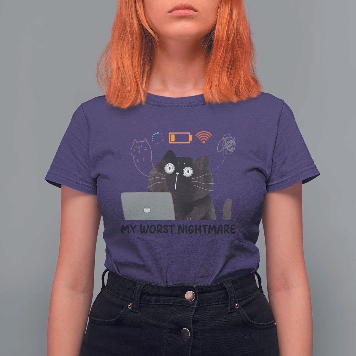 My Worst Nightmare T Shirt For Women Funny Cat Gaming Wifi Loading Hurmor - Wonder Print Shop