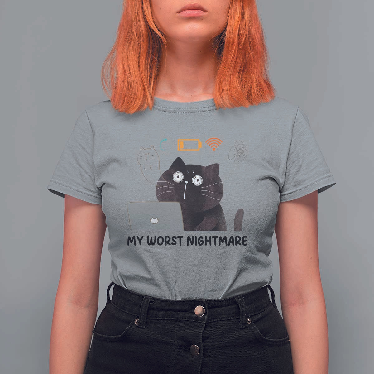 My Worst Nightmare T Shirt For Women Funny Cat Gaming Wifi Loading Hurmor - Wonder Print Shop