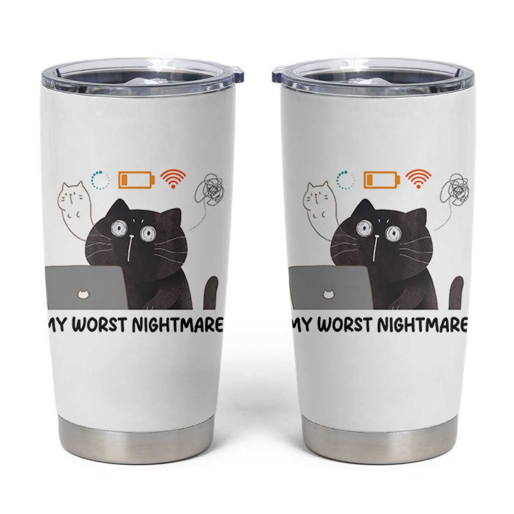 My Worst Nightmare Tumbler Cup Funny Cat Gaming Wifi Loading Hurmor