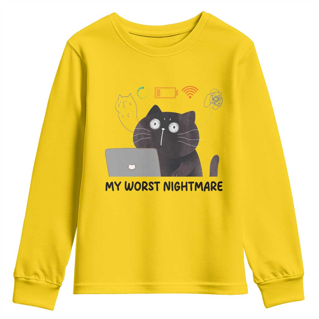 My Worst Nightmare Youth Sweatshirt Funny Cat Gaming Wifi Loading Hurmor - Wonder Print Shop