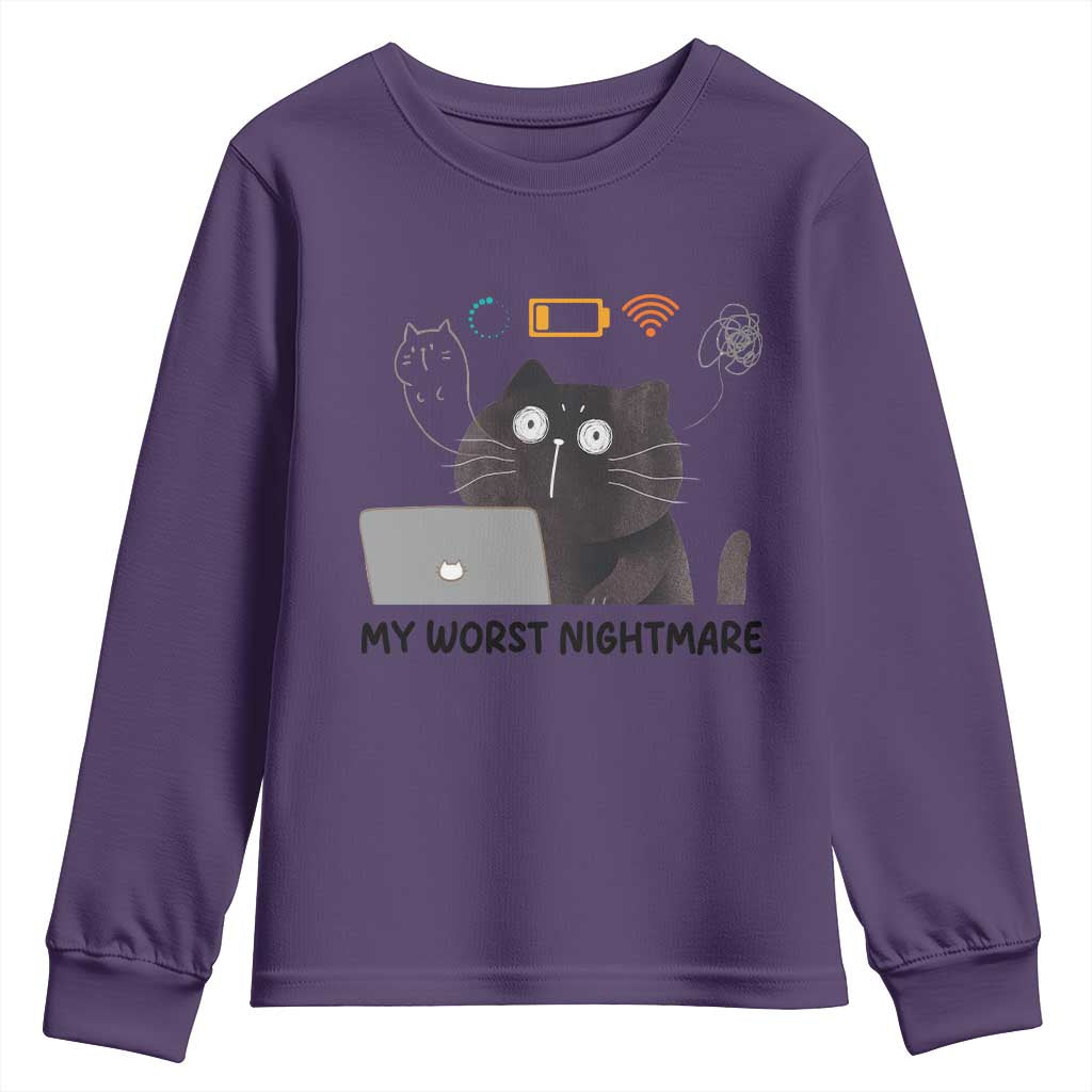 My Worst Nightmare Youth Sweatshirt Funny Cat Gaming Wifi Loading Hurmor - Wonder Print Shop
