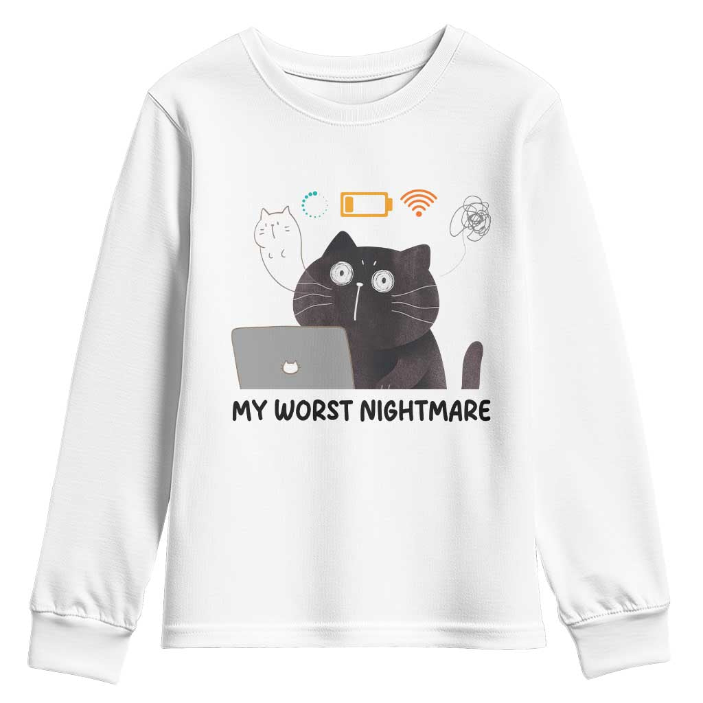 My Worst Nightmare Youth Sweatshirt Funny Cat Gaming Wifi Loading Hurmor - Wonder Print Shop