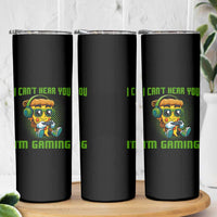 Funny Pizza Video Gaming Skinny Tumbler I Can Not Hear You I Am Gaming