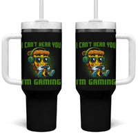 Funny Pizza Video Gaming Tumbler With Handle I Can Not Hear You I Am Gaming