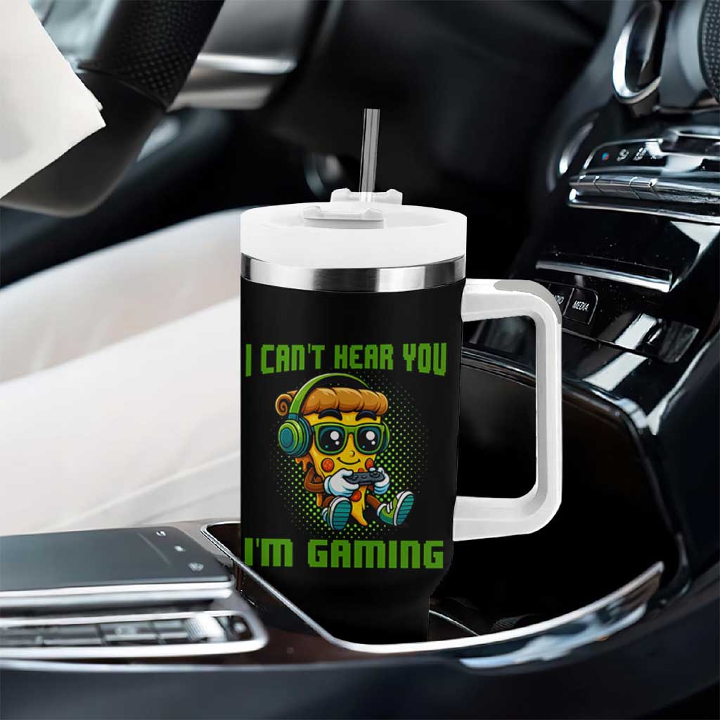 Funny Pizza Video Gaming Tumbler With Handle I Can Not Hear You I Am Gaming