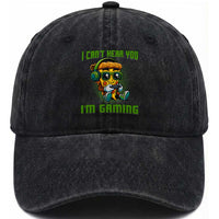 Funny Pizza Video Gaming Washed Cotton Baseball Cap I Can Not Hear You I Am Gaming