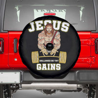 Funny Jesus Gym Spare Tire Cover Hallowed Be Thy Gains - Wonder Print Shop