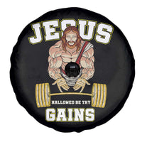 Funny Jesus Gym Spare Tire Cover Hallowed Be Thy Gains - Wonder Print Shop
