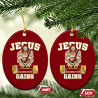 Funny Jesus Gym Ceramic Ornament Hallowed Be Thy Gains - Wonder Print Shop