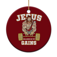 Funny Jesus Gym Ceramic Ornament Hallowed Be Thy Gains - Wonder Print Shop