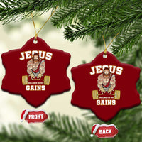 Funny Jesus Gym Ceramic Ornament Hallowed Be Thy Gains - Wonder Print Shop