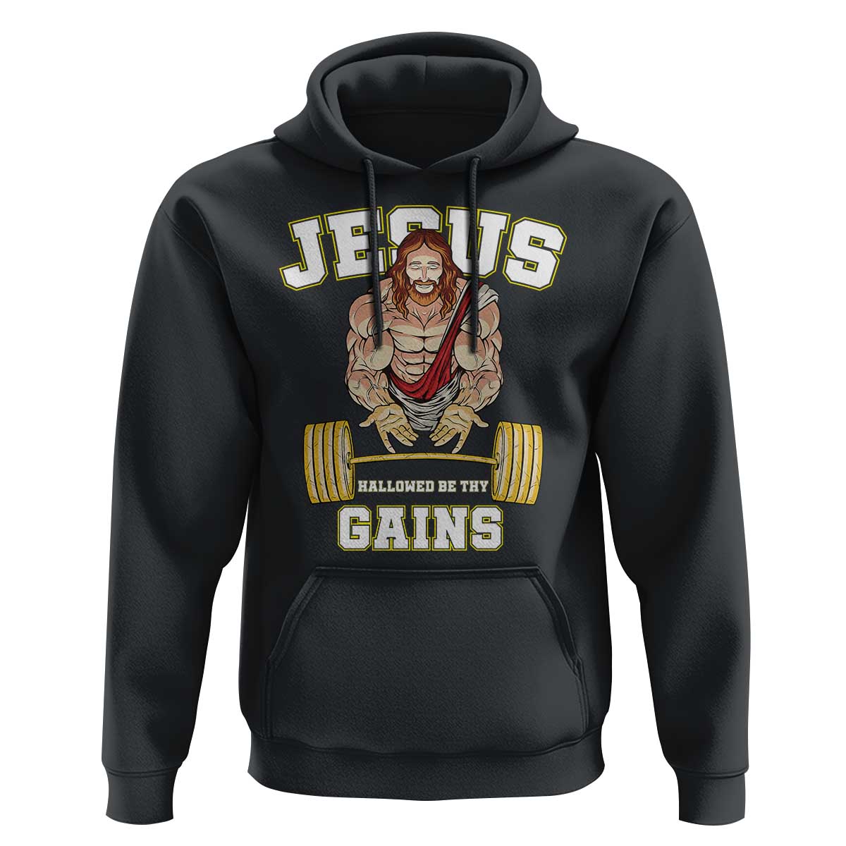 Funny Jesus Gym Hoodie Hallowed Be Thy Gains - Wonder Print Shop