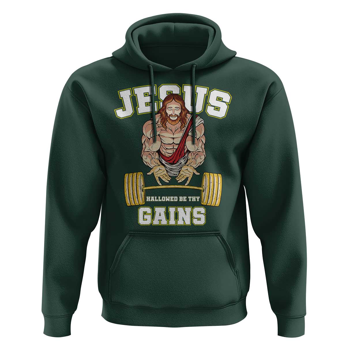 Funny Jesus Gym Hoodie Hallowed Be Thy Gains - Wonder Print Shop