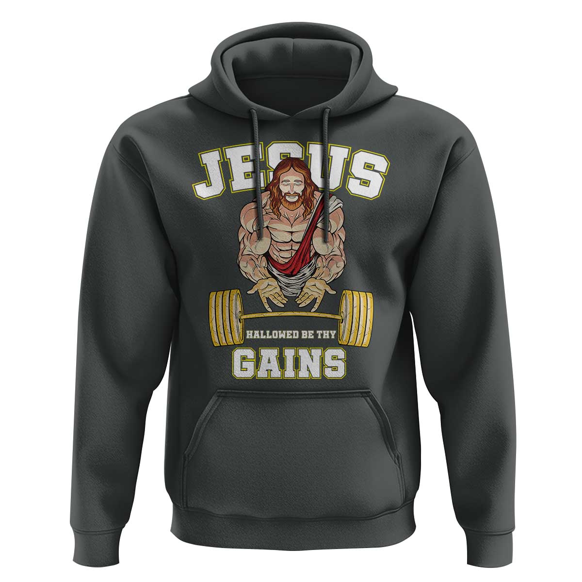 Funny Jesus Gym Hoodie Hallowed Be Thy Gains - Wonder Print Shop