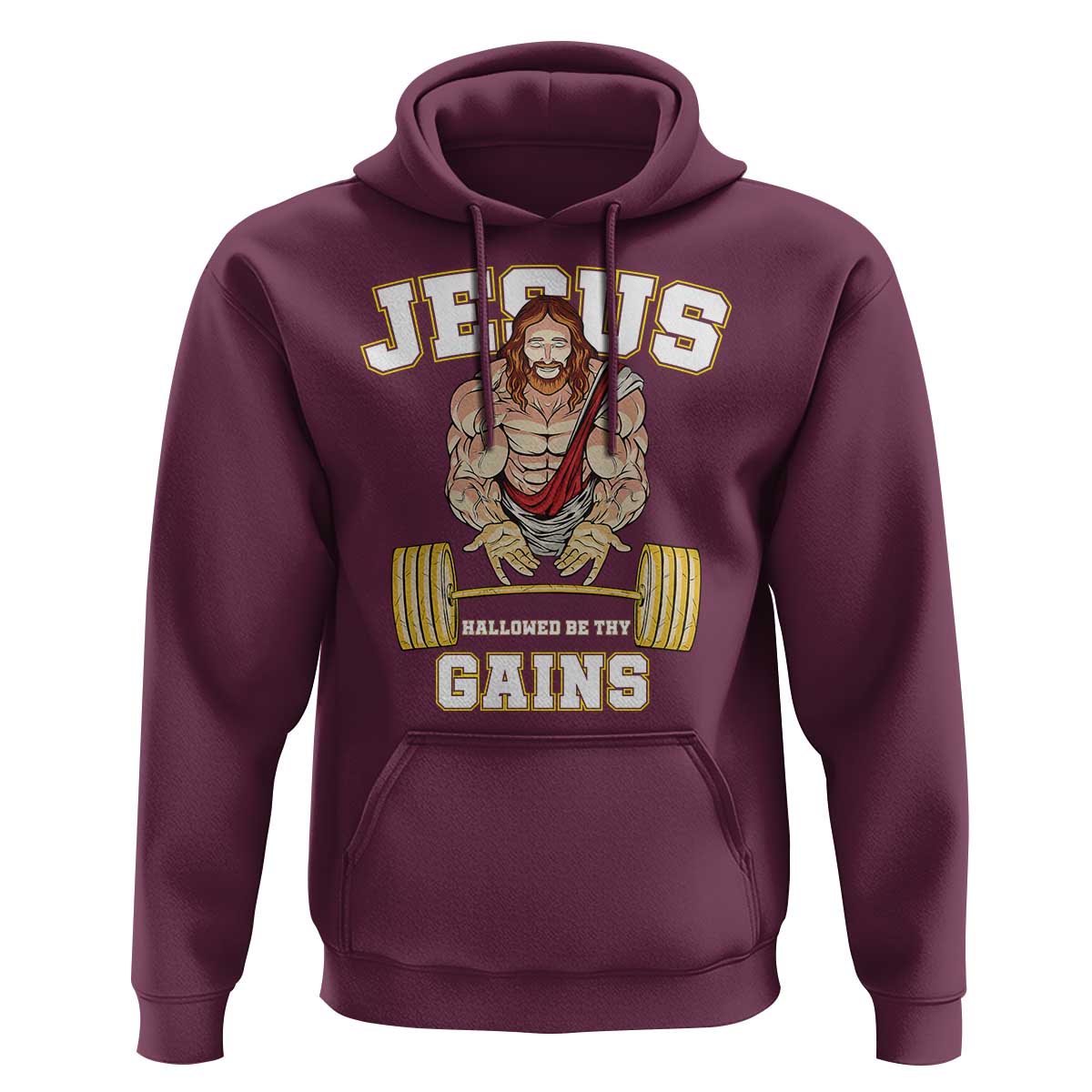 Funny Jesus Gym Hoodie Hallowed Be Thy Gains - Wonder Print Shop
