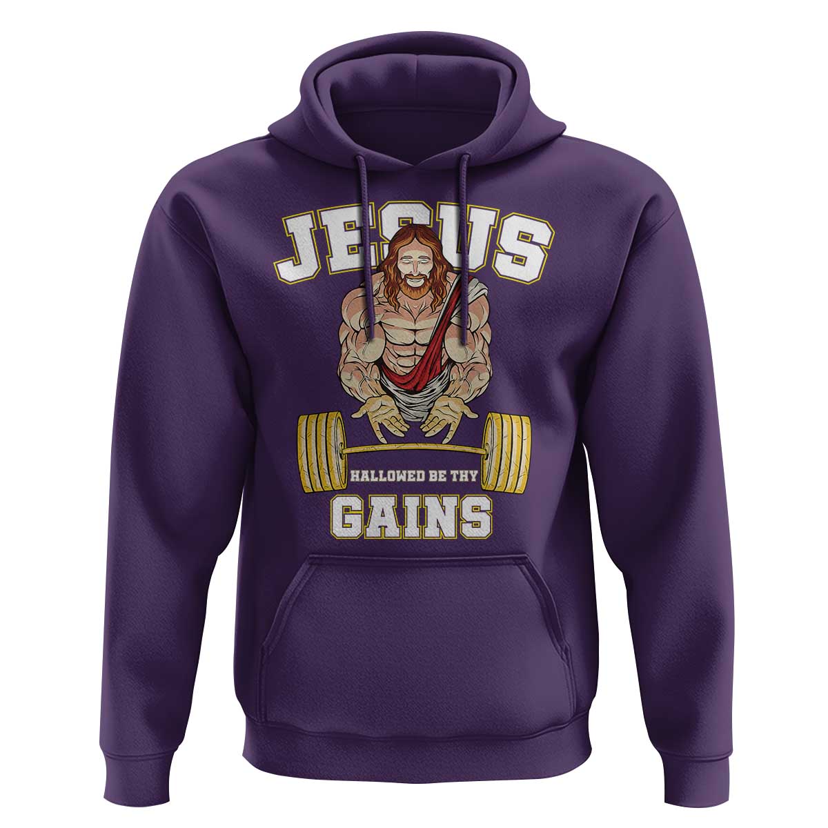 Funny Jesus Gym Hoodie Hallowed Be Thy Gains - Wonder Print Shop