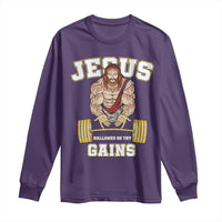 Funny Jesus Gym Long Sleeve Shirt Hallowed Be Thy Gains - Wonder Print Shop