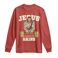 Funny Jesus Gym Long Sleeve Shirt Hallowed Be Thy Gains - Wonder Print Shop