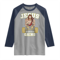 Funny Jesus Gym Raglan Shirt Hallowed Be Thy Gains - Wonder Print Shop