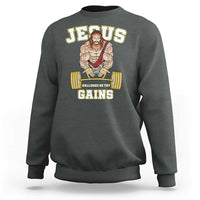 Funny Jesus Gym Sweatshirt Hallowed Be Thy Gains - Wonder Print Shop