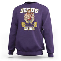 Funny Jesus Gym Sweatshirt Hallowed Be Thy Gains - Wonder Print Shop