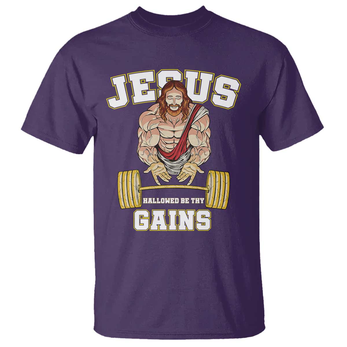 Funny Jesus Gym T Shirt Hallowed Be Thy Gains - Wonder Print Shop
