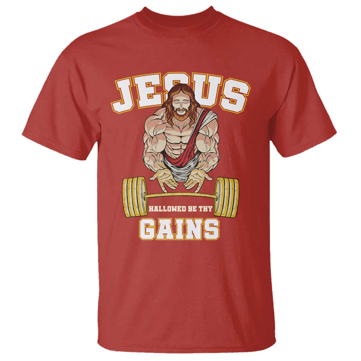 Funny Jesus Gym T Shirt Hallowed Be Thy Gains - Wonder Print Shop