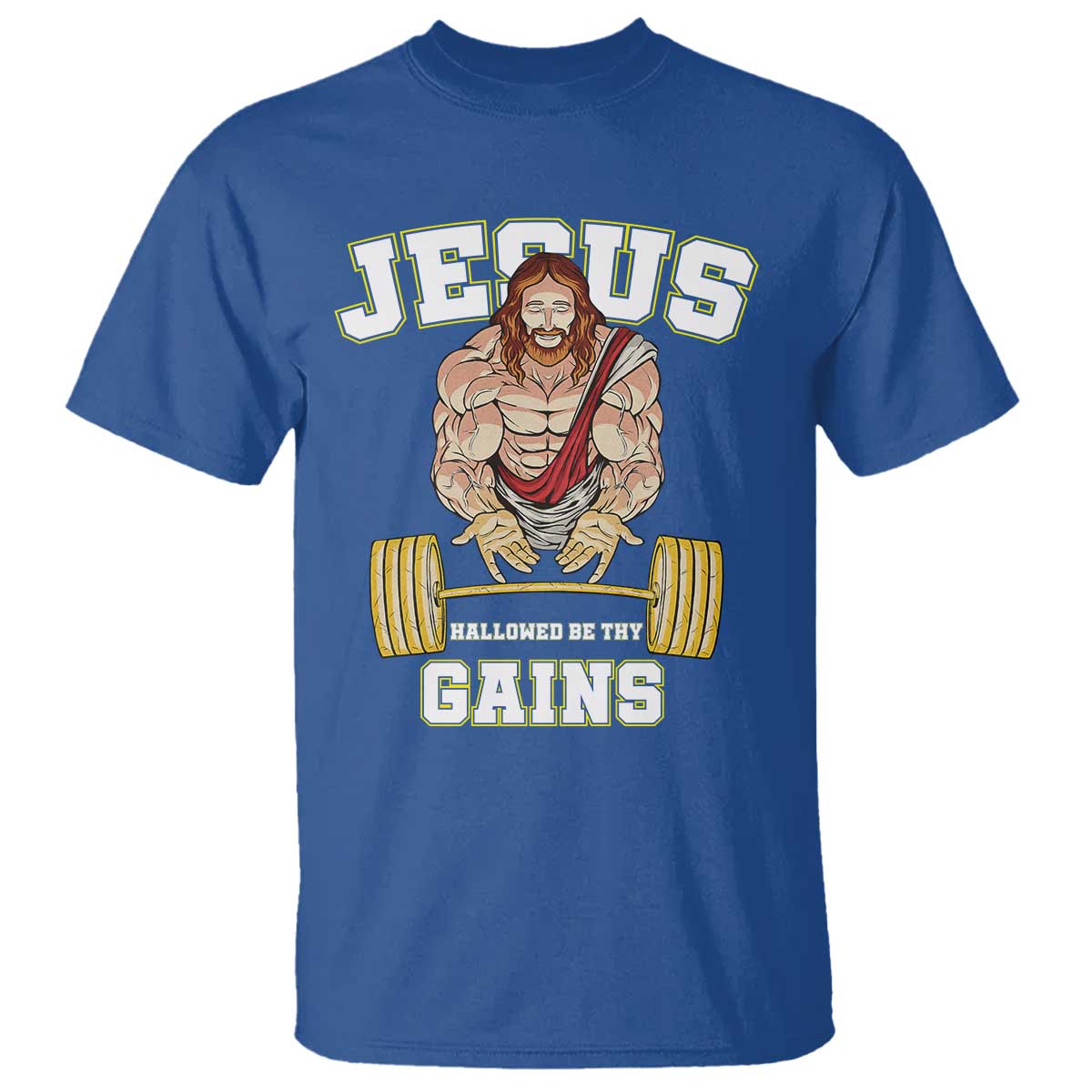Funny Jesus Gym T Shirt Hallowed Be Thy Gains - Wonder Print Shop