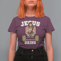 Funny Jesus Gym T Shirt For Women Hallowed Be Thy Gains - Wonder Print Shop