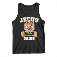 Funny Jesus Gym Tank Top Hallowed Be Thy Gains - Wonder Print Shop