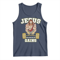 Funny Jesus Gym Tank Top Hallowed Be Thy Gains - Wonder Print Shop