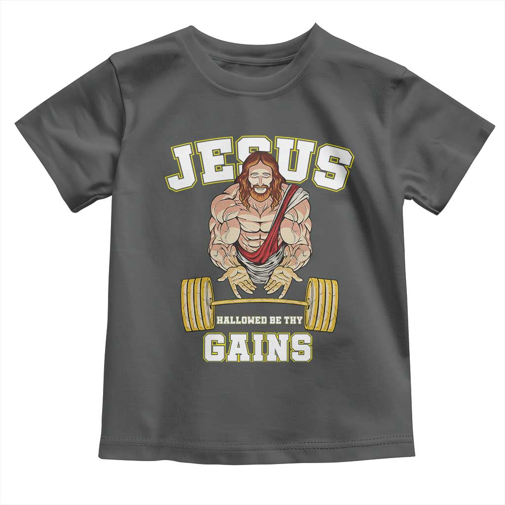 Funny Jesus Gym Toddler T Shirt Hallowed Be Thy Gains - Wonder Print Shop