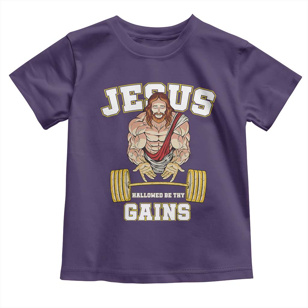 Funny Jesus Gym Toddler T Shirt Hallowed Be Thy Gains - Wonder Print Shop