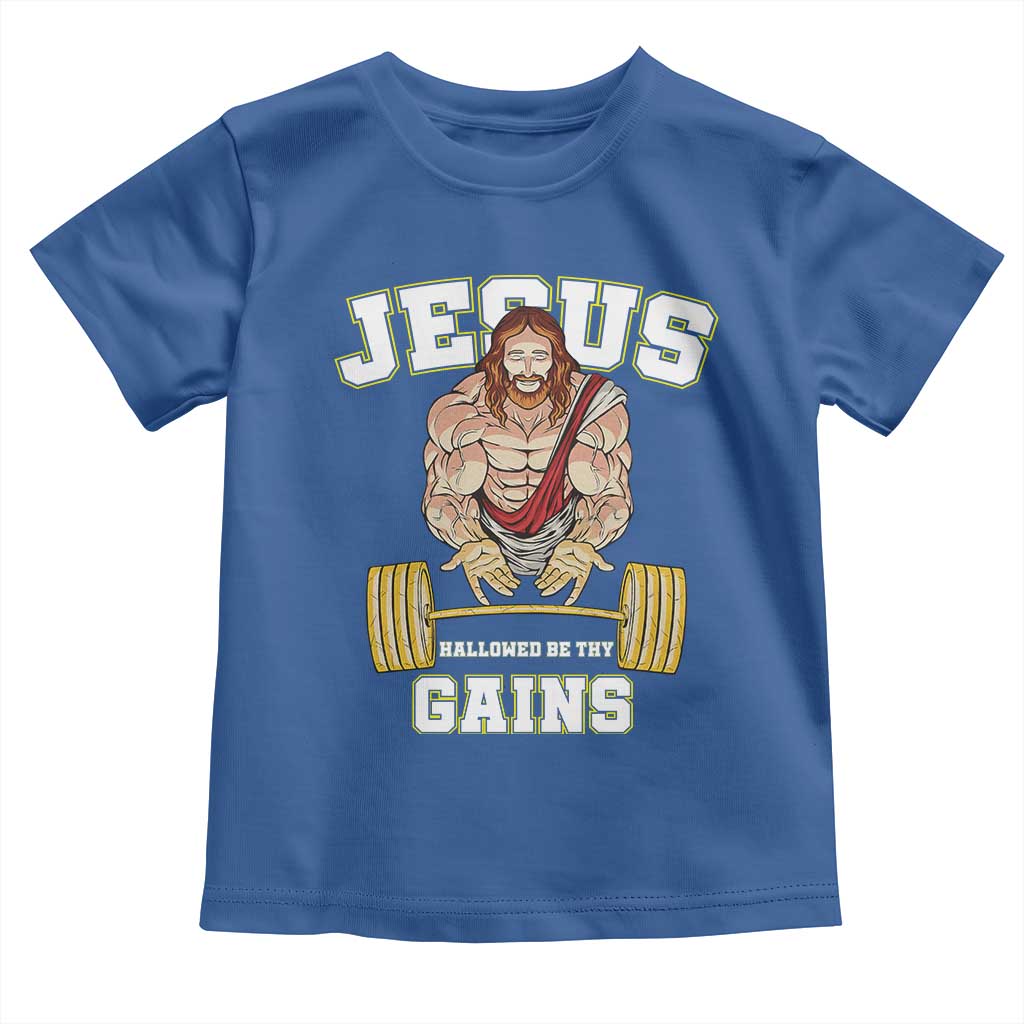 Funny Jesus Gym Toddler T Shirt Hallowed Be Thy Gains - Wonder Print Shop