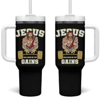 Funny Jesus Gym Tumbler With Handle Hallowed Be Thy Gains - Wonder Print Shop
