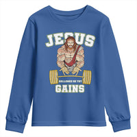 Funny Jesus Gym Youth Sweatshirt Hallowed Be Thy Gains - Wonder Print Shop