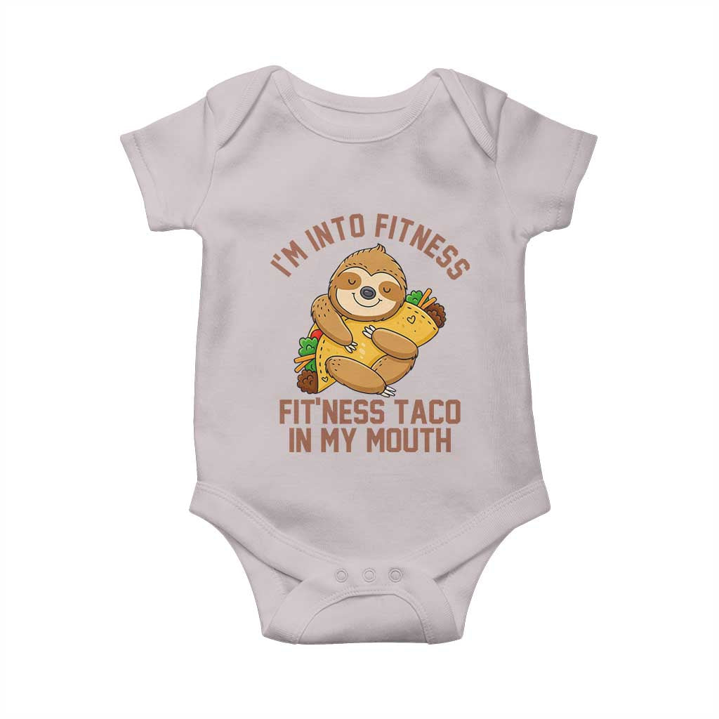 Funny Sloth Taco Gym Baby Onesie I'm Into Fitness Taco In My Mouth - Wonder Print Shop