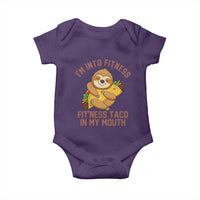 Funny Sloth Taco Gym Baby Onesie I'm Into Fitness Taco In My Mouth - Wonder Print Shop