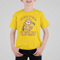 Funny Sloth Taco Gym T Shirt For Kid I'm Into Fitness Taco In My Mouth - Wonder Print Shop