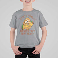 Funny Sloth Taco Gym T Shirt For Kid I'm Into Fitness Taco In My Mouth - Wonder Print Shop